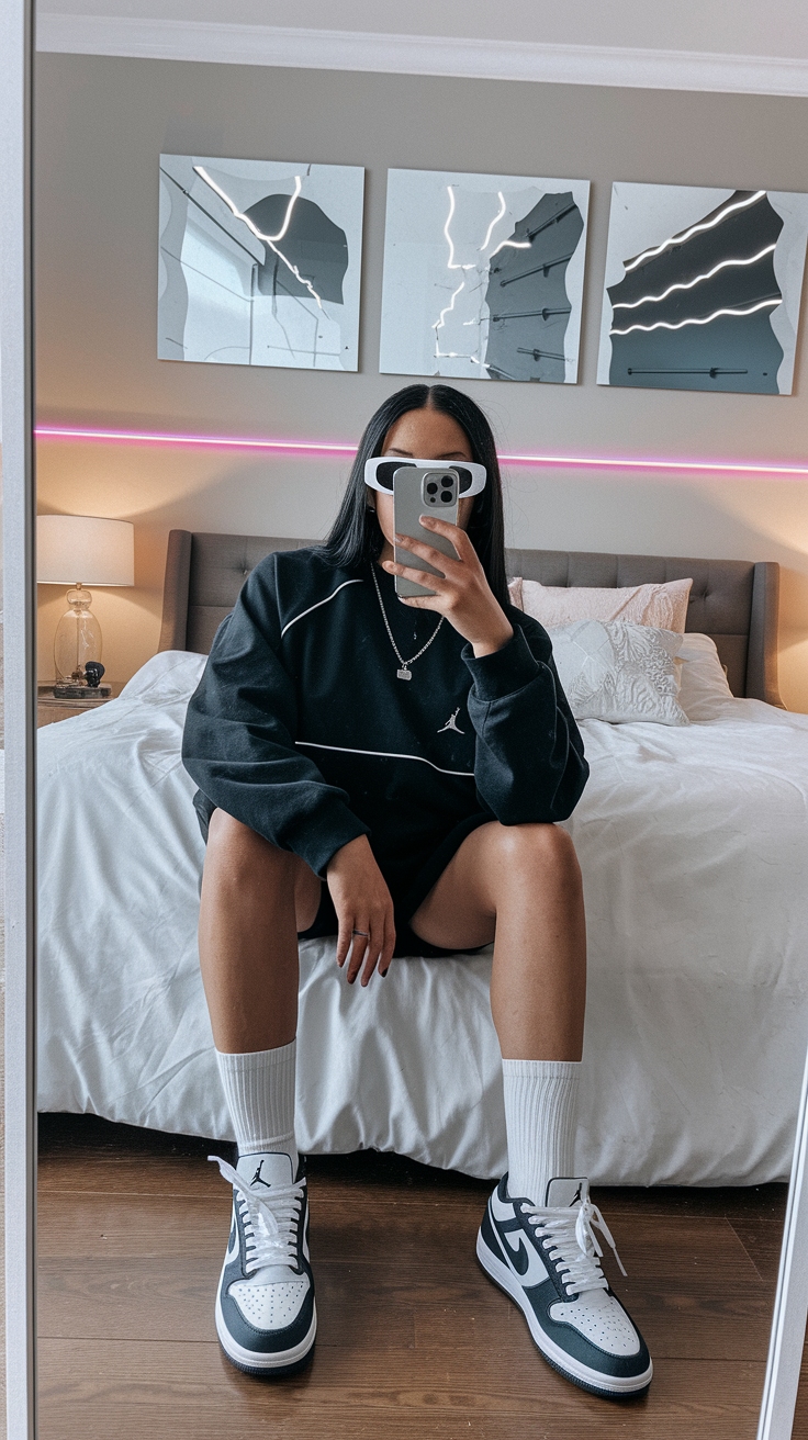 Air Jordan Retro 4 Outfit Women: Sporty Elegance outfit idea