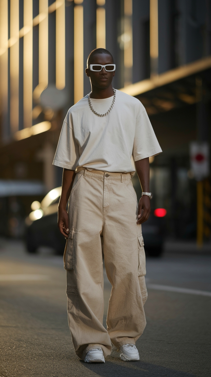 Beige Baggy Cargo Pants Outfit: Neutral Tones for Spring outfit idea
