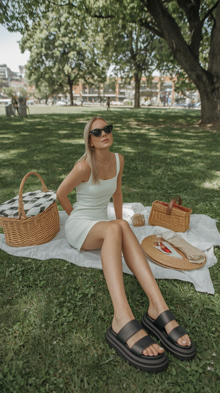 Black Chunky Sandals Outfit Summer Must-Haves outfit idea