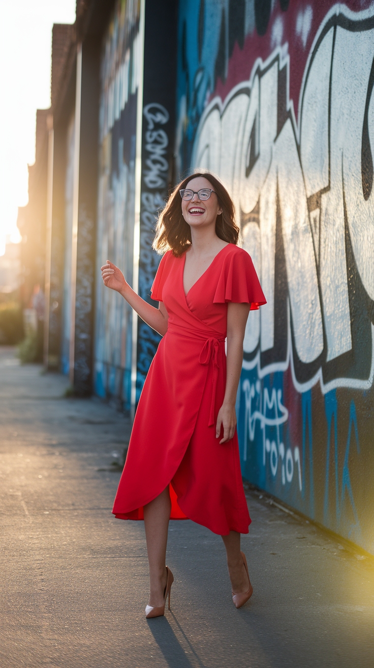 Stylish Ways to Wear a Bright Red Dress This Season outfit idea