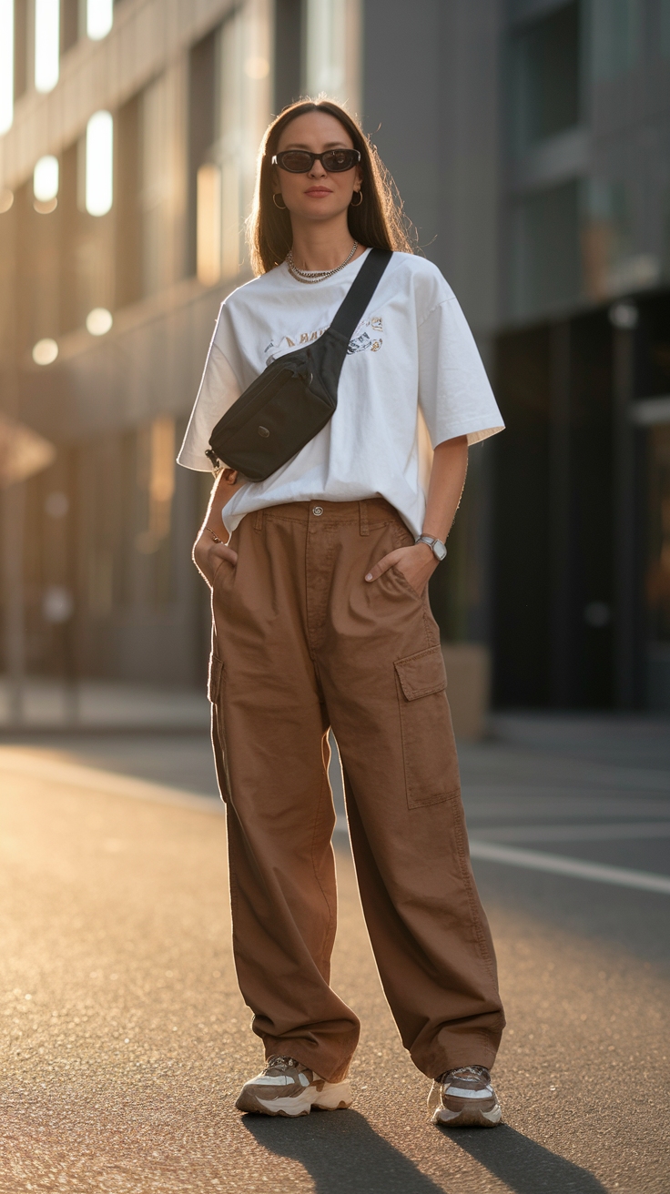 Brown Baggy Cargo Pants Outfit You’ll Love to Wear outfit idea