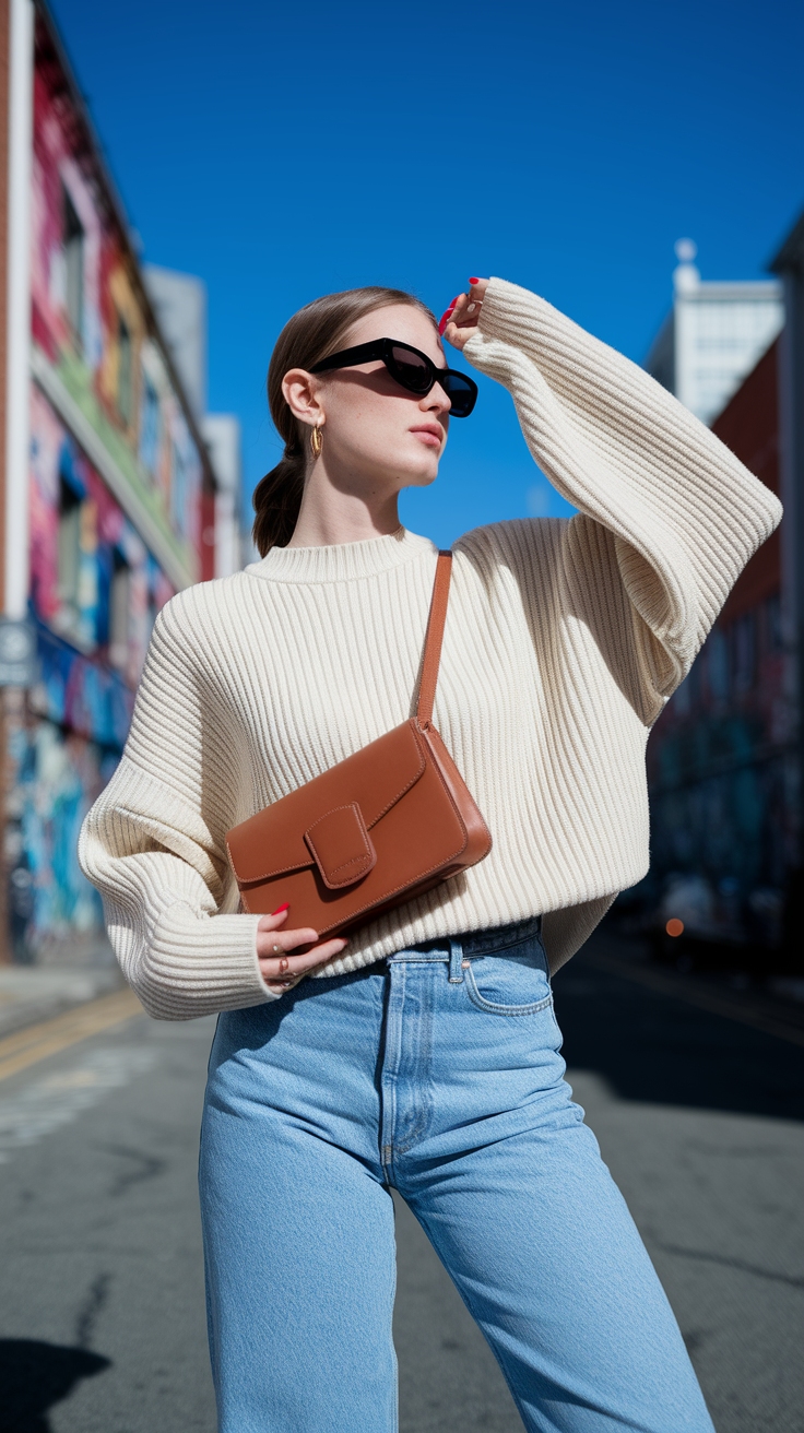 Trendy Brown Baguette Bag Outfit for Casual Days outfit idea