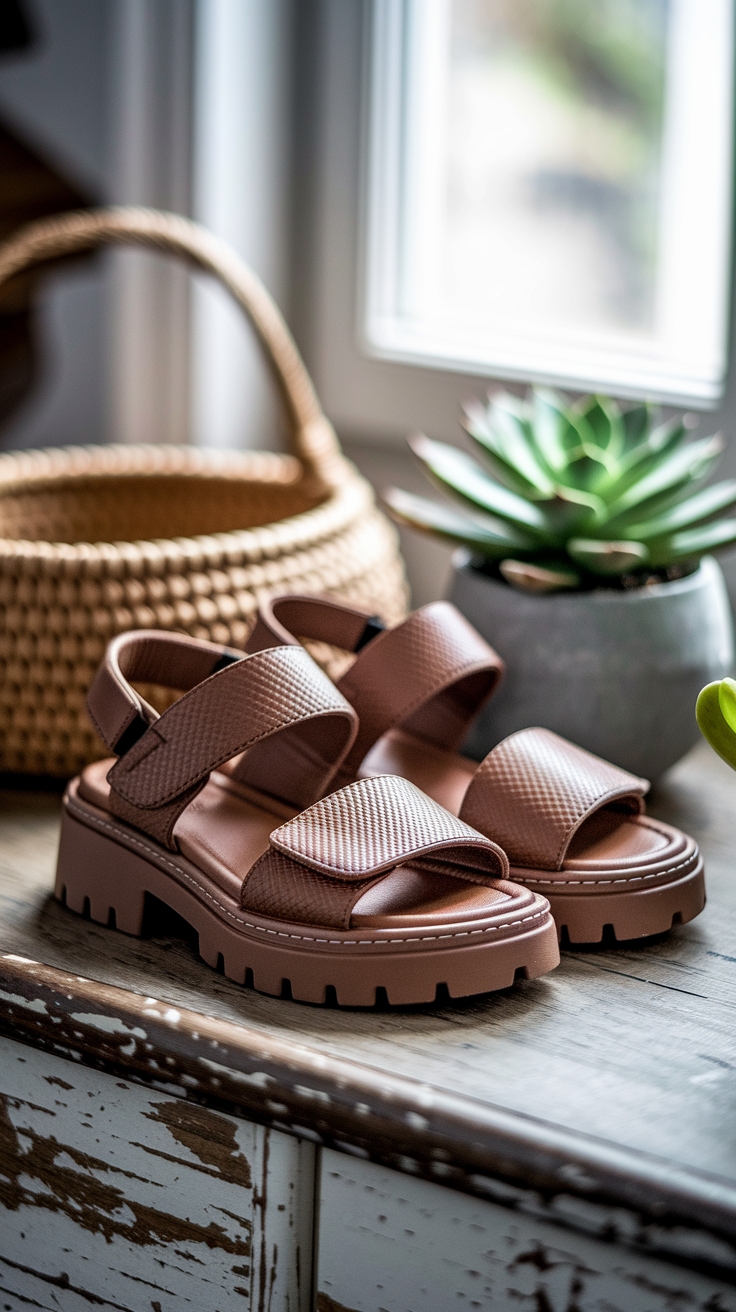 Brown Chunky Sandals: The Go-To Footwear for Comfort outfit idea