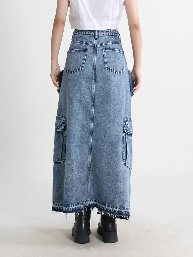 Cargo Split Denim Midi Skirt Cargo Split Denim Midi Skirt