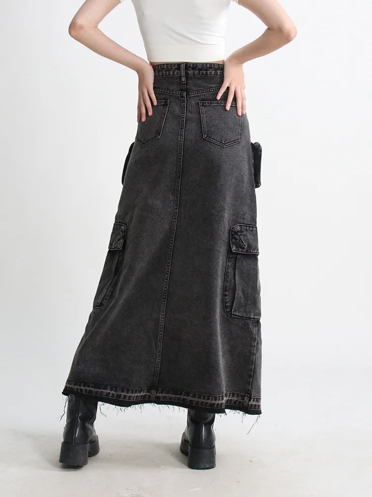 Cargo Split Denim Midi Skirt Cargo Split Denim Midi Skirt