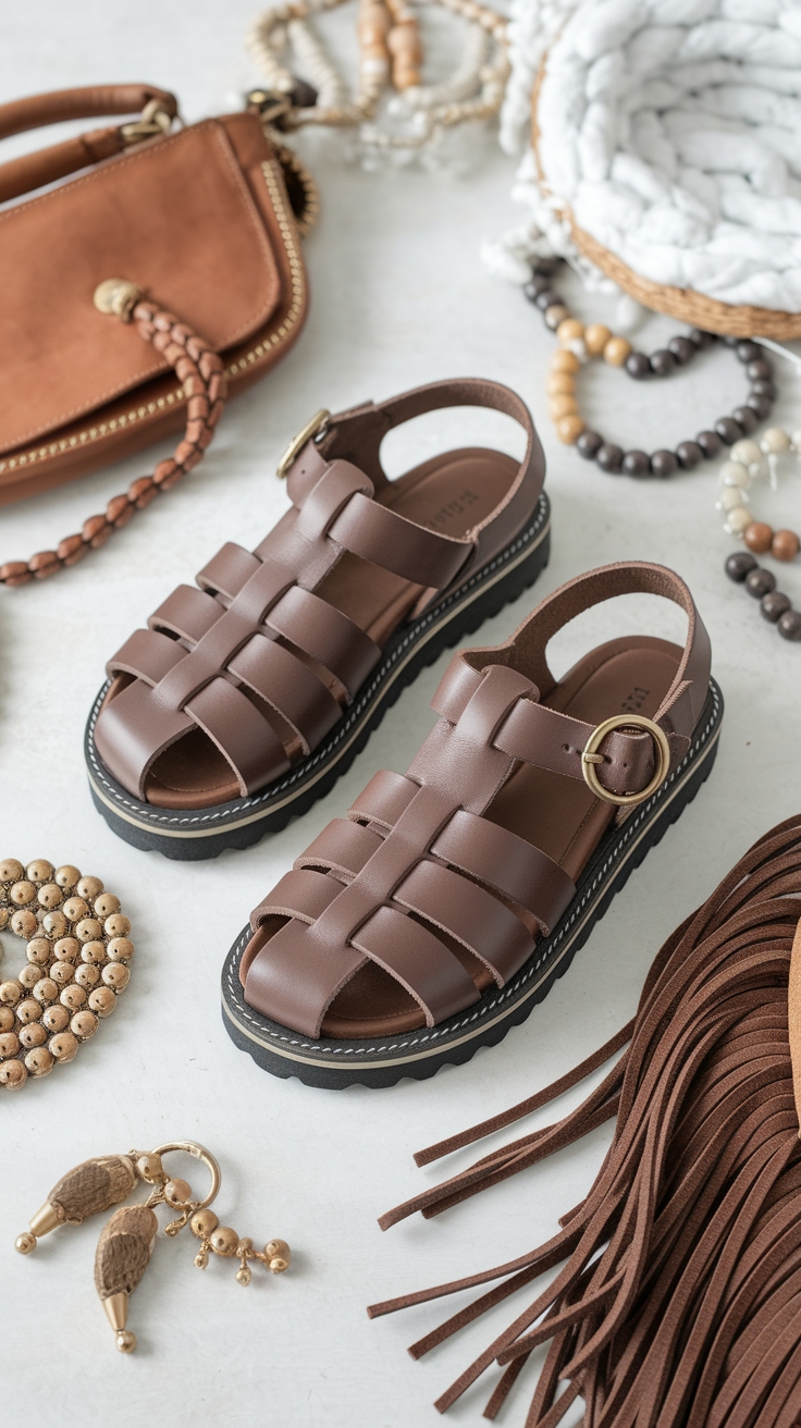 Chunky Leather Sandals: Timeless and Trendy outfit idea