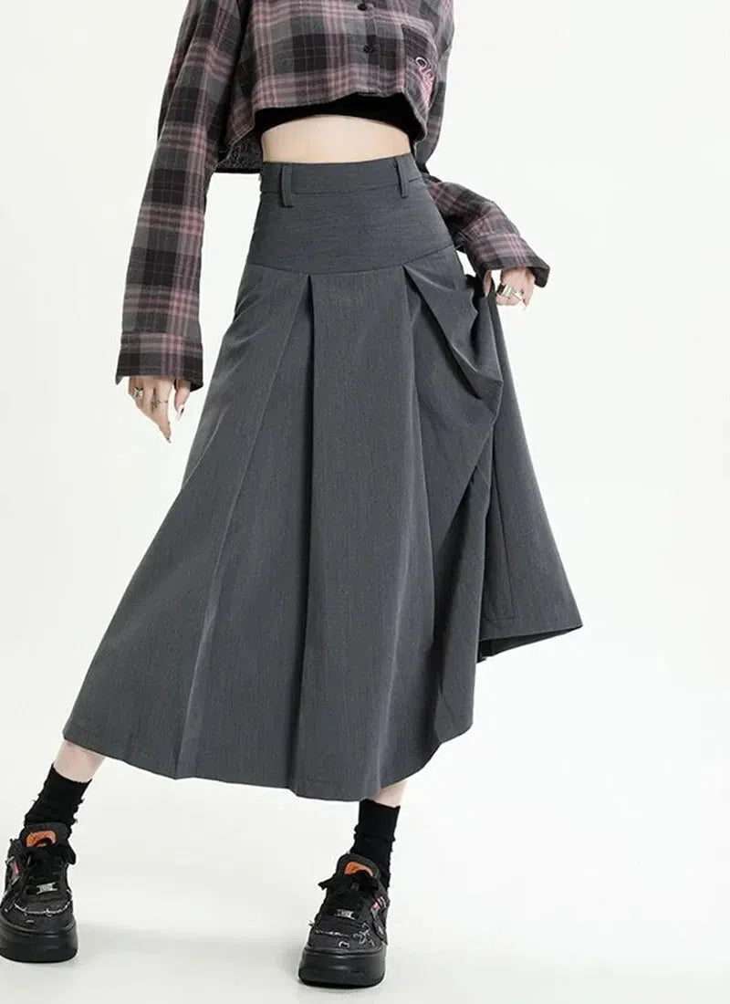 College Girl Pleated A-Line Midi Skirt College Girl Pleated A-Line Midi Skirt
