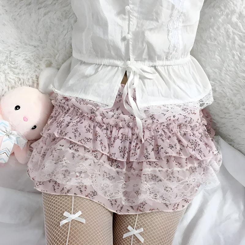 Coquette Floral Ruffled Mini Skirt Coquette Floral Ruffled Mini Skirt