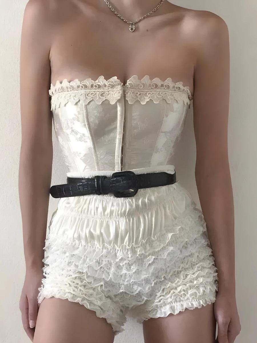 Coquette Lace Ruched Ruffled Shorts Coquette Lace Ruched Ruffled Shorts