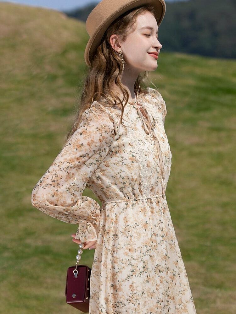 Cottagecore Lace Detailed Floral Midi Dress Cottagecore Lace Detailed Floral Midi Dress