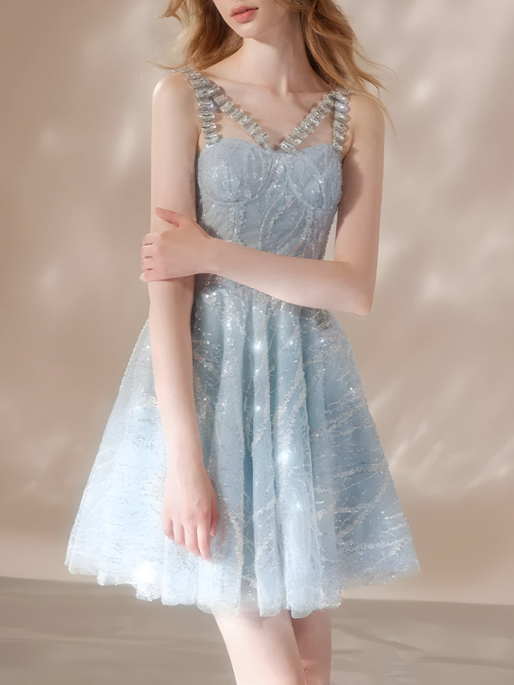 Crystal Strap Sequin Mini Dress Crystal Strap Sequin Mini Dress