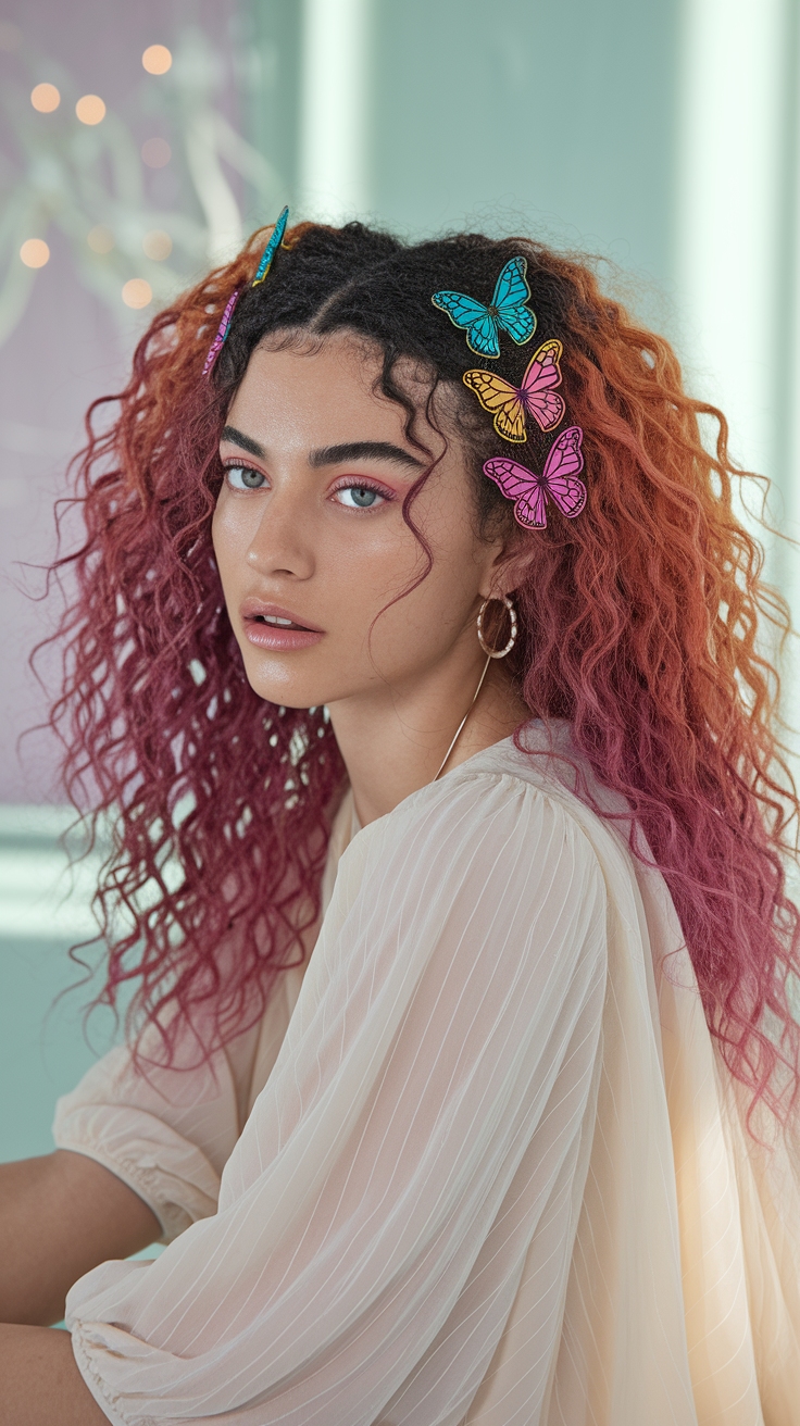 Curly Hair with Butterfly Clips: A Fun Style Guide outfit idea