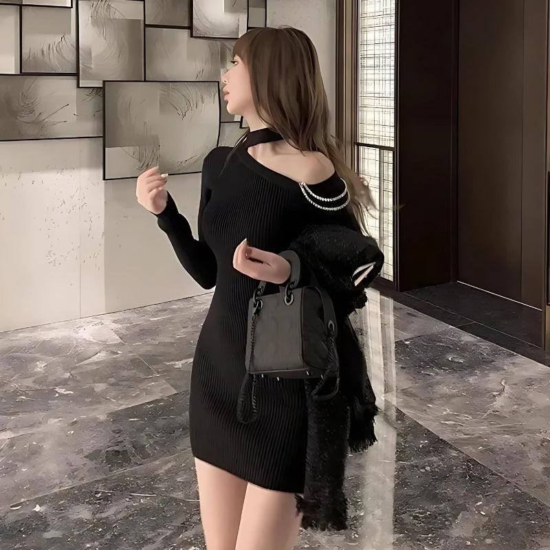 Cut Out Shoulder Rhinestone Mini Dress Cut Out Shoulder Rhinestone Mini Dress