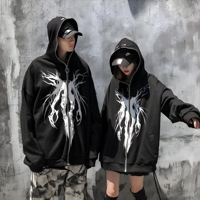 Cyberpunk Ghost Full Zip-Up Hoodie Cyberpunk Ghost Full Zip-Up Hoodie