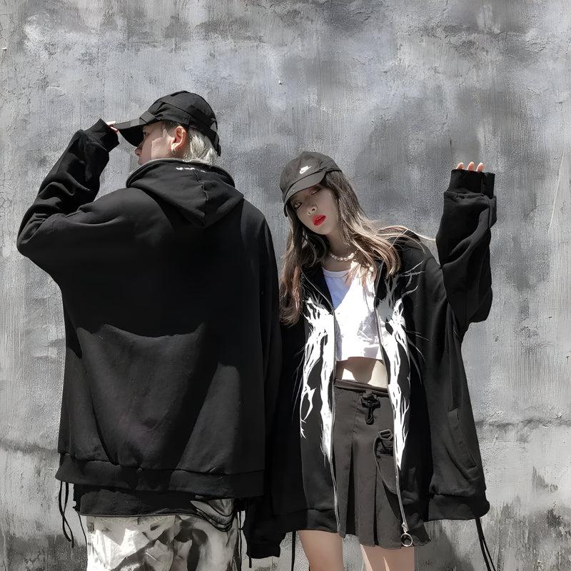 Cyberpunk Ghost Full Zip-Up Hoodie Cyberpunk Ghost Full Zip-Up Hoodie