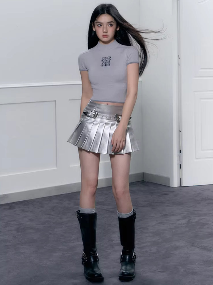 Cyberpunk Metallic Mini Skirt Cyberpunk Metallic Mini Skirt