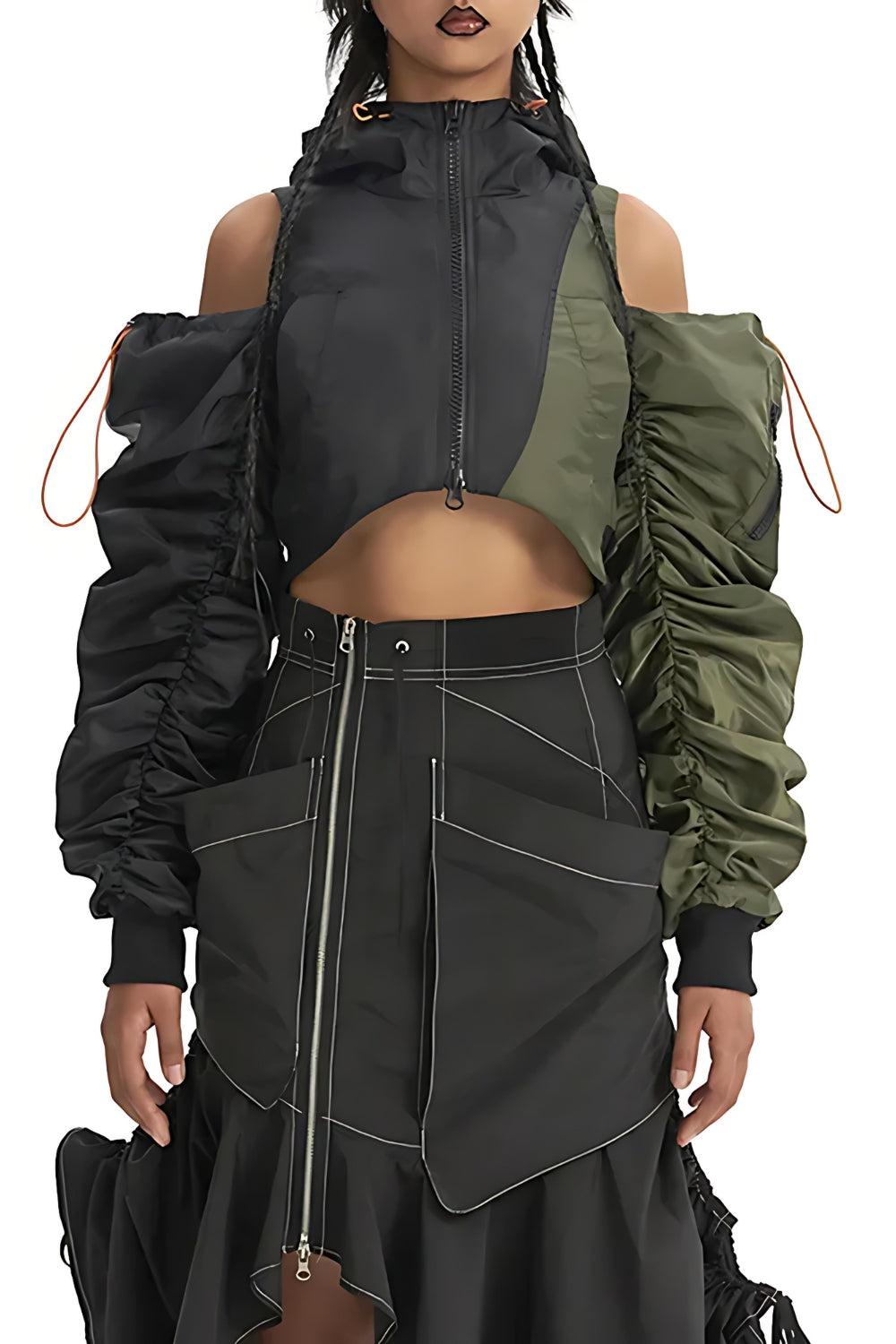 Cyberpunk Ruched Sleeve Puffer Jacket Cyberpunk Ruched Sleeve Puffer Jacket