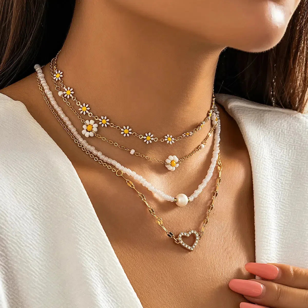 Daisy & Heart Four-Pack Necklace Set Daisy & Heart Four-Pack Necklace Set