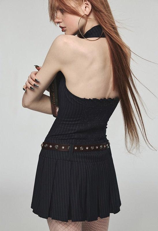 Dark Academia Halter Mini Dress Dark Academia Halter Mini Dress