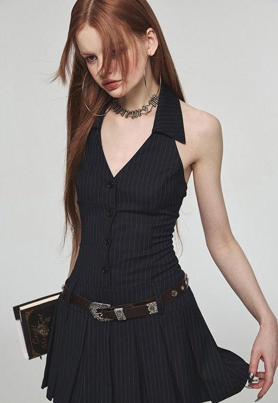Dark Academia Halter Mini Dress Dark Academia Halter Mini Dress