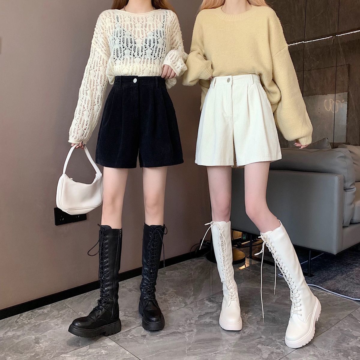 Dark Academia High Waist Corduroy Shorts Dark Academia High Waist Corduroy Shorts