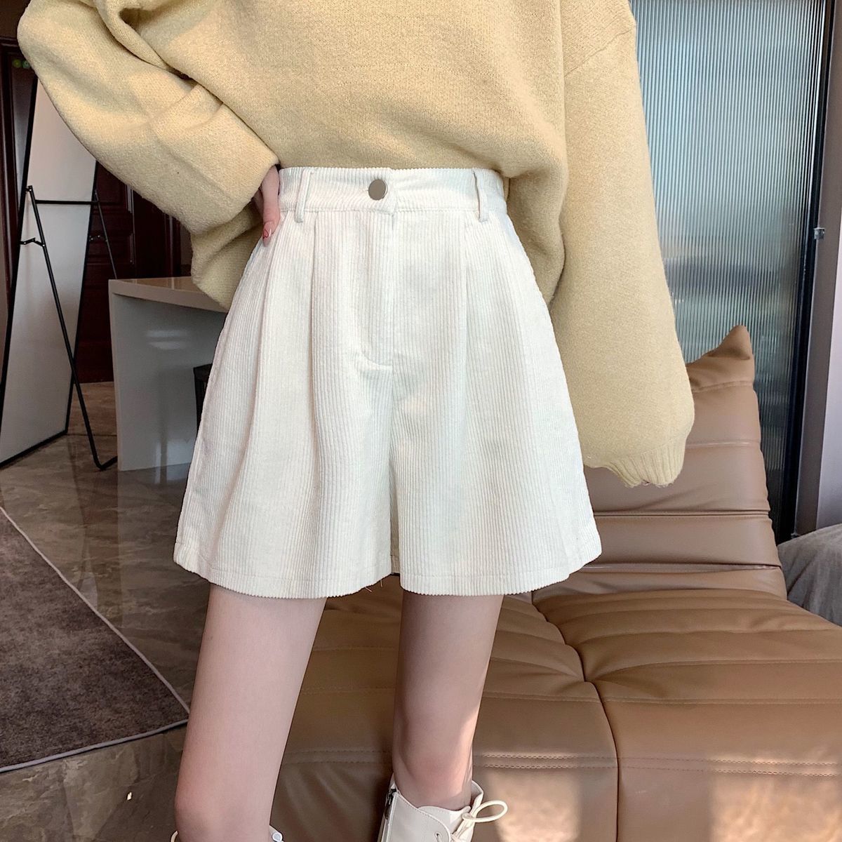 Dark Academia High Waist Corduroy Shorts Dark Academia High Waist Corduroy Shorts