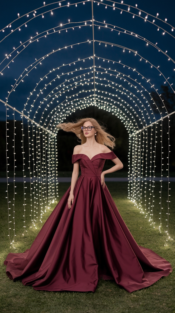 Chic Dark Red Long Dress Ideas for Music Festivals outfit idea