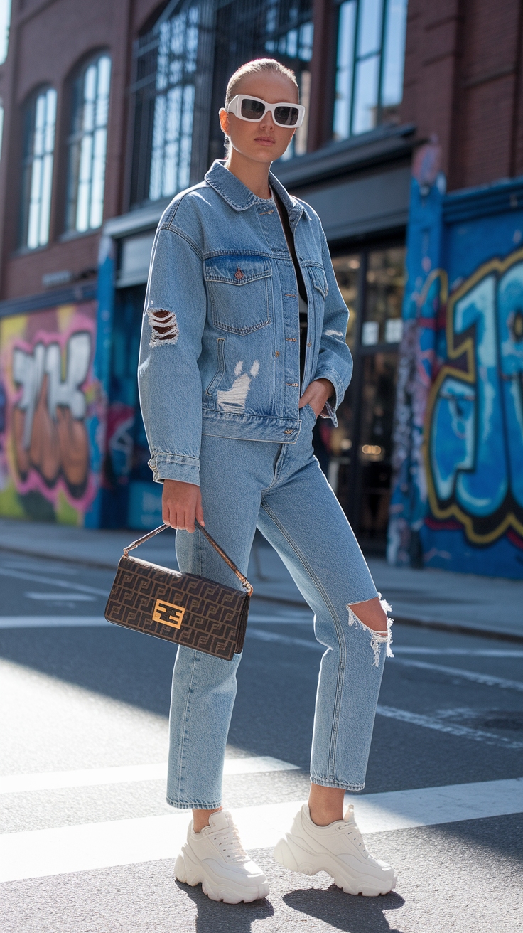The Allure of the Denim Fendi Baguette outfit idea