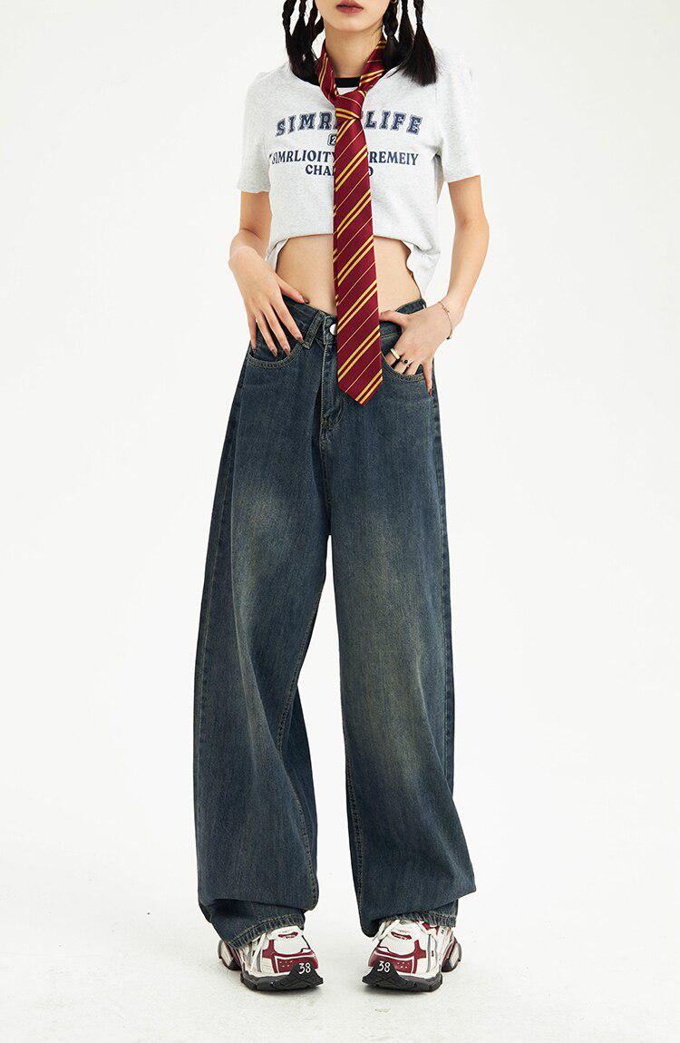 Distressed Pockets Wide Leg Baggy Jeans Distressed Pockets Wide Leg Baggy Jeans