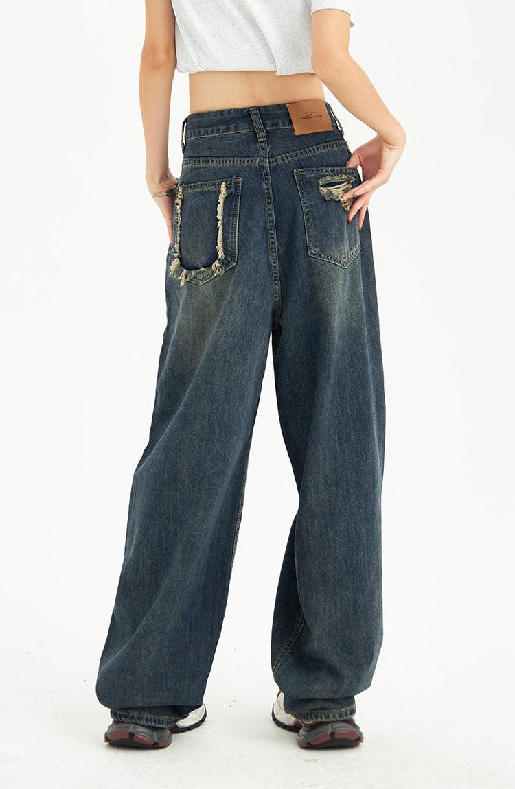 Distressed Pockets Wide Leg Baggy Jeans Distressed Pockets Wide Leg Baggy Jeans