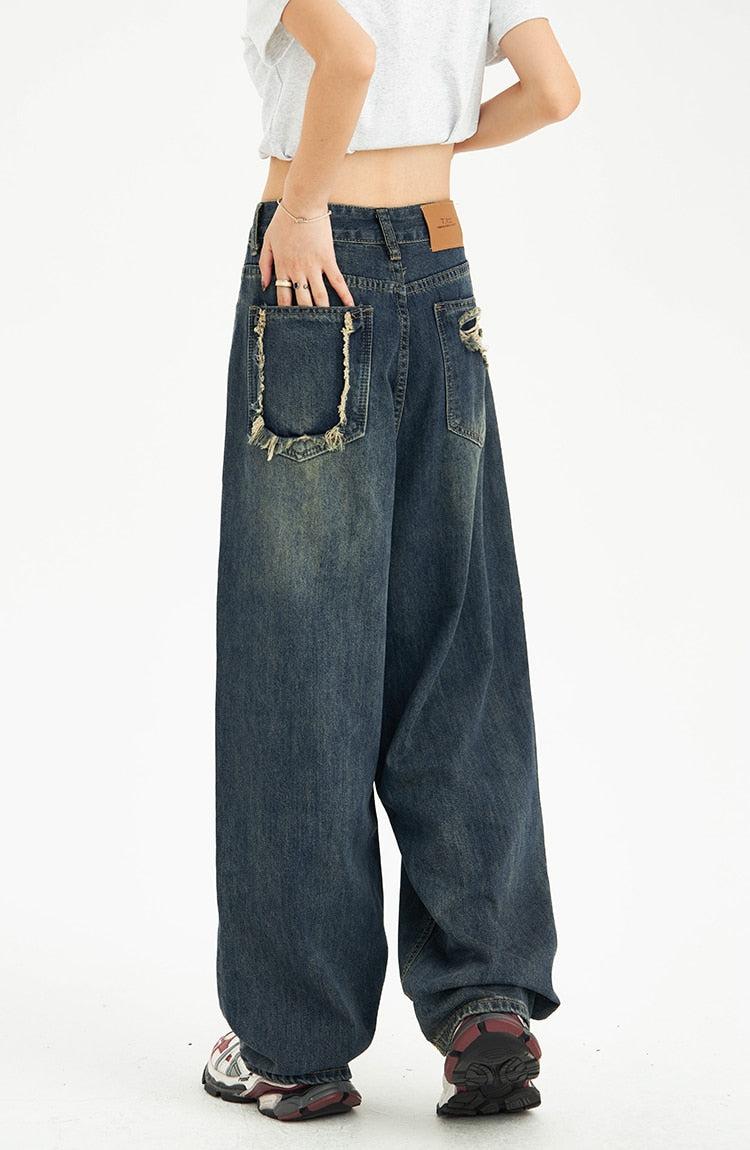 Distressed Pockets Wide Leg Baggy Jeans Distressed Pockets Wide Leg Baggy Jeans