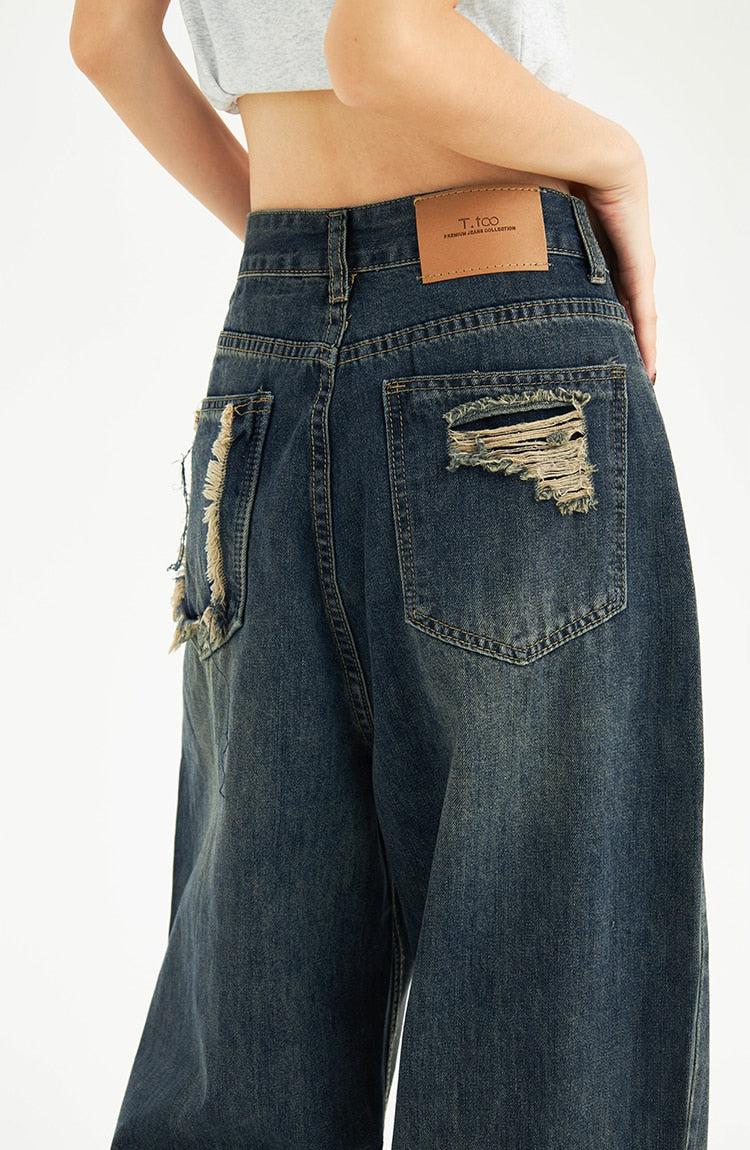 Distressed Pockets Wide Leg Baggy Jeans Distressed Pockets Wide Leg Baggy Jeans
