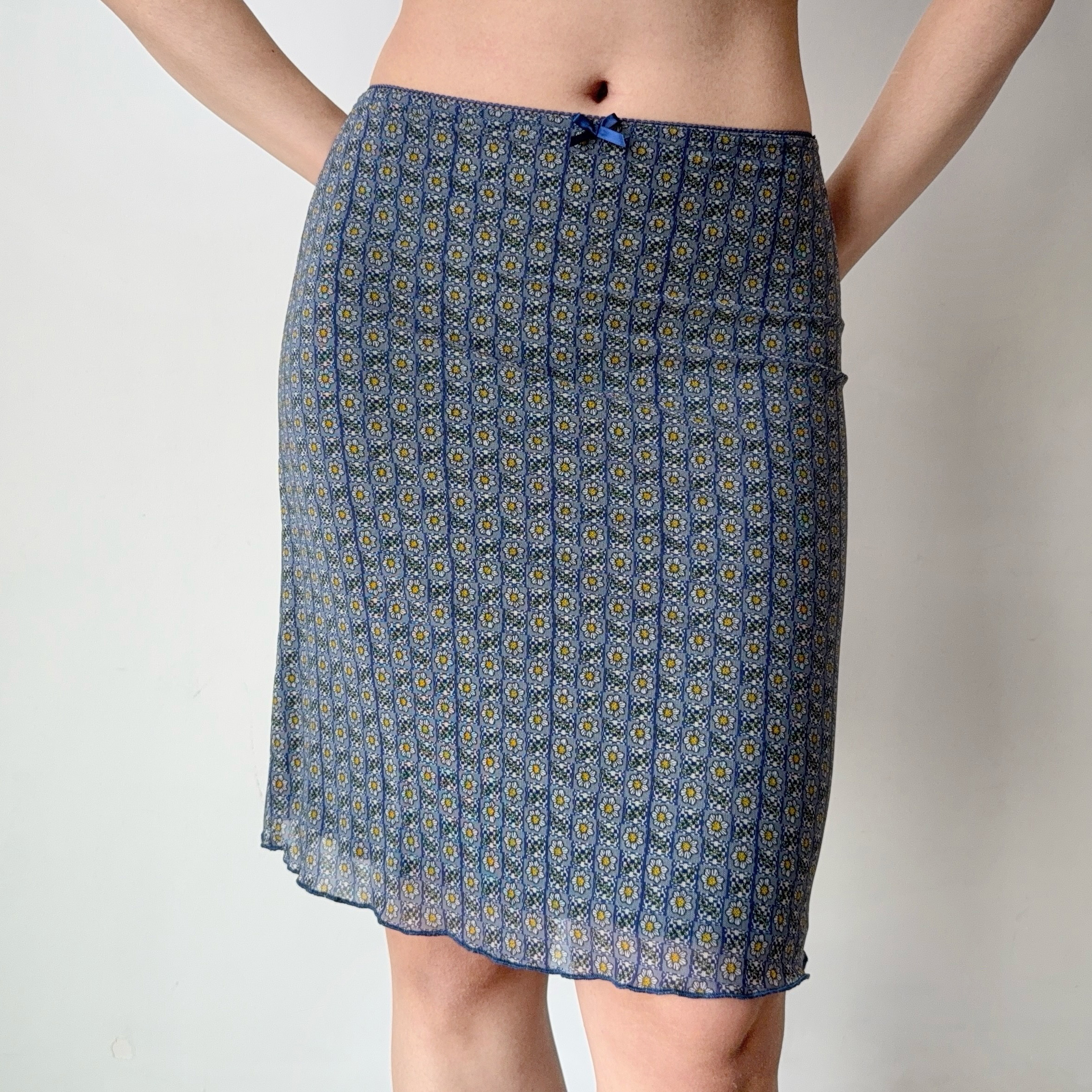 DIY American Vintage Printed Mesh Bodycon Skirt for Women - Sexy 90s Inspired Fashion Piece