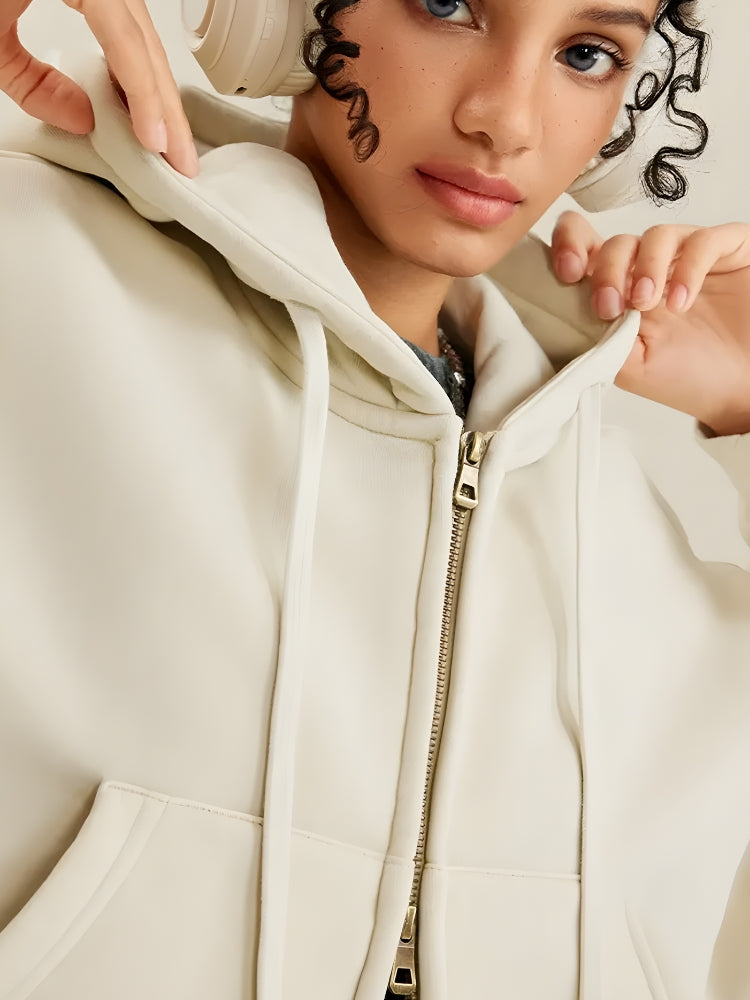 Double Zip-Up Cropped Hoodie Double Zip-Up Cropped Hoodie