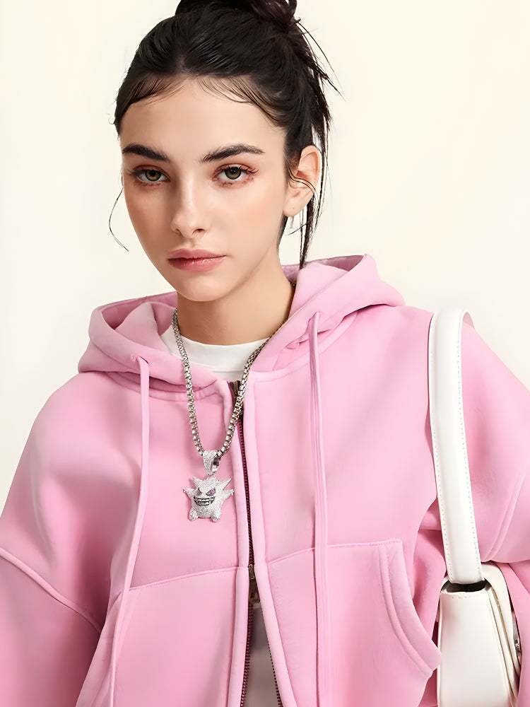 Double Zip-Up Cropped Hoodie Double Zip-Up Cropped Hoodie