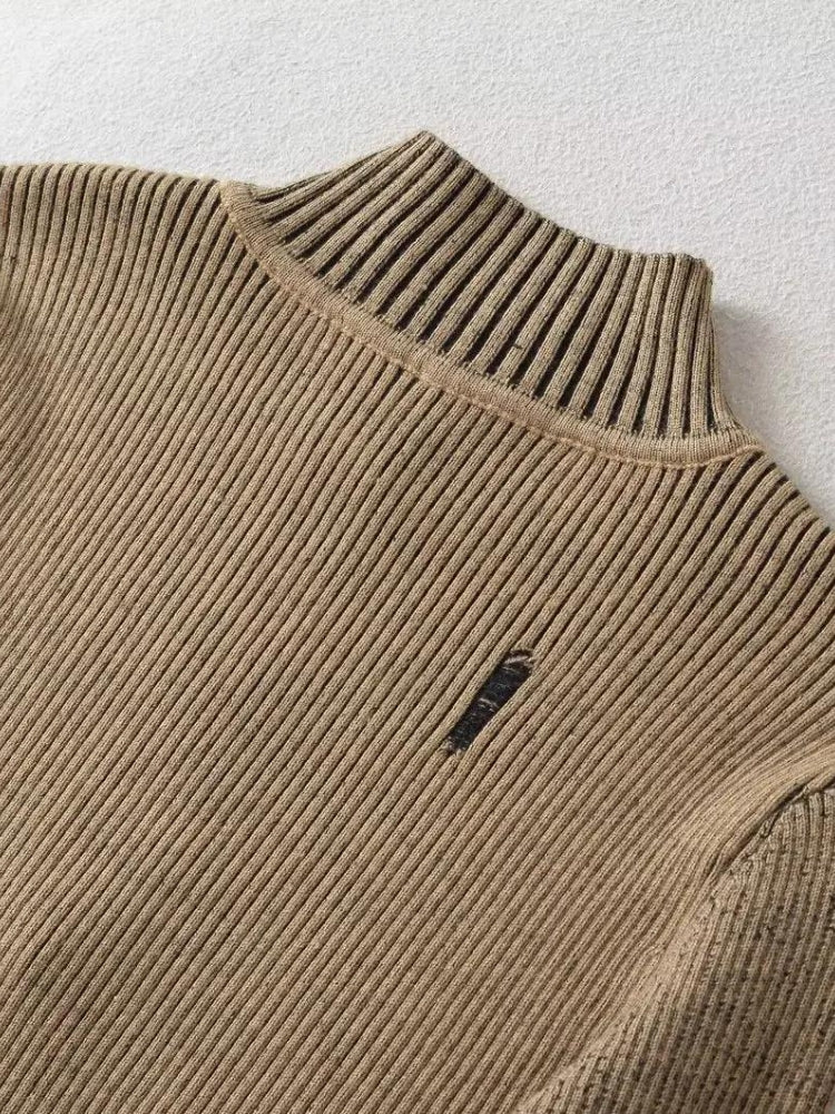 Double Zip-Up Distressed Corduroy Cardigan Double Zip-Up Distressed Corduroy Cardigan