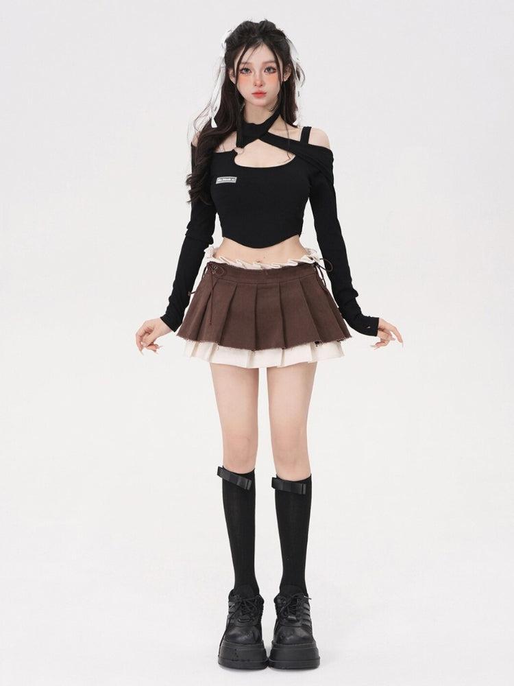 Drawstring Pleated Mini Skirt Drawstring Pleated Mini Skirt