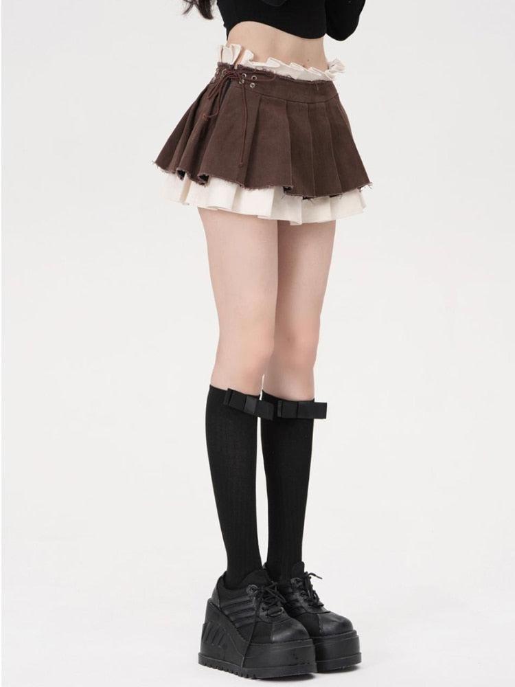 Drawstring Pleated Mini Skirt Drawstring Pleated Mini Skirt