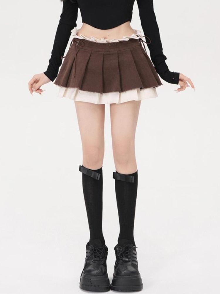 Drawstring Pleated Mini Skirt Drawstring Pleated Mini Skirt