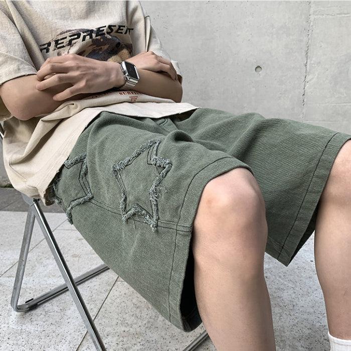 Drawstring Star Embroidered Shorts Drawstring Star Embroidered Shorts