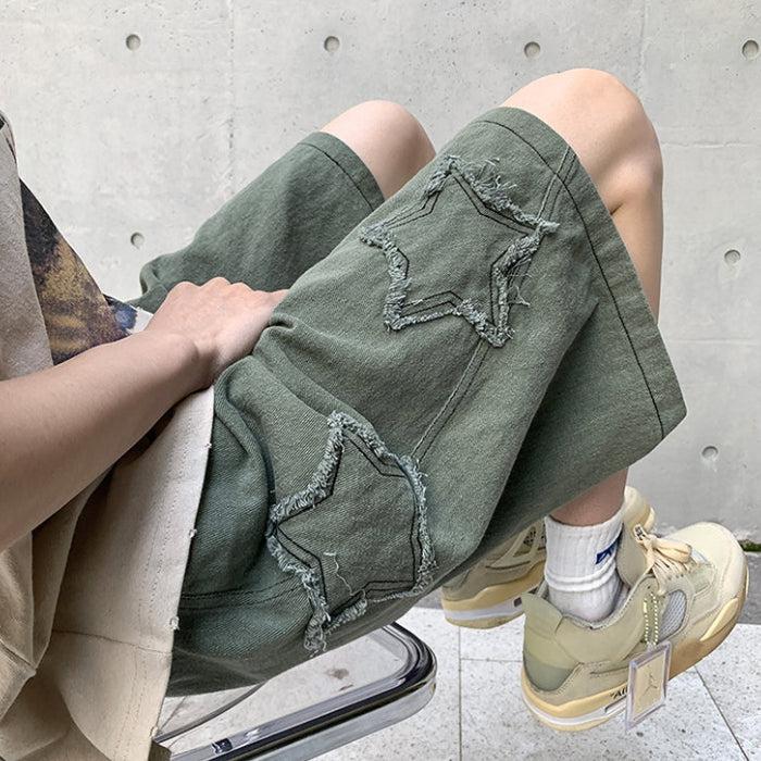 Drawstring Star Embroidered Shorts Drawstring Star Embroidered Shorts