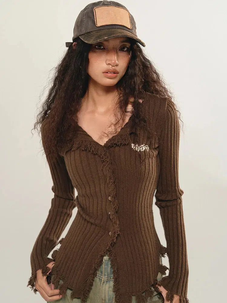 Fairy Grunge Corduroy Distressed Cardigan Fairy Grunge Corduroy Distressed Cardigan