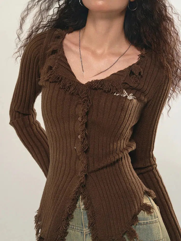 Fairy Grunge Corduroy Distressed Cardigan Fairy Grunge Corduroy Distressed Cardigan