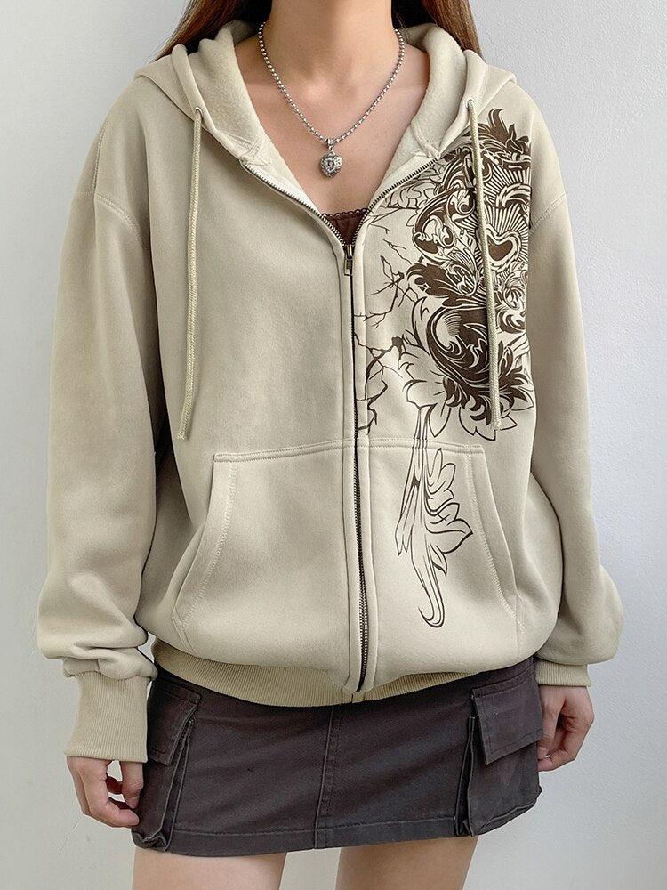 Fairy Grunge Floral Zip-Up Hoodie Fairy Grunge Floral Zip-Up Hoodie