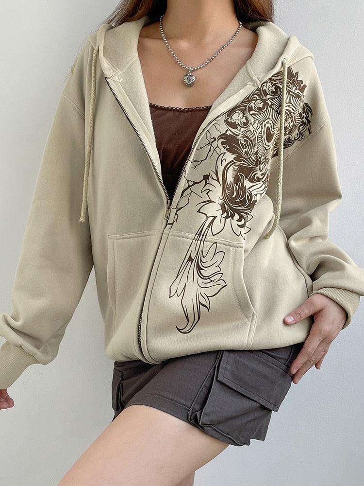 Fairy Grunge Floral Zip-Up Hoodie Fairy Grunge Floral Zip-Up Hoodie