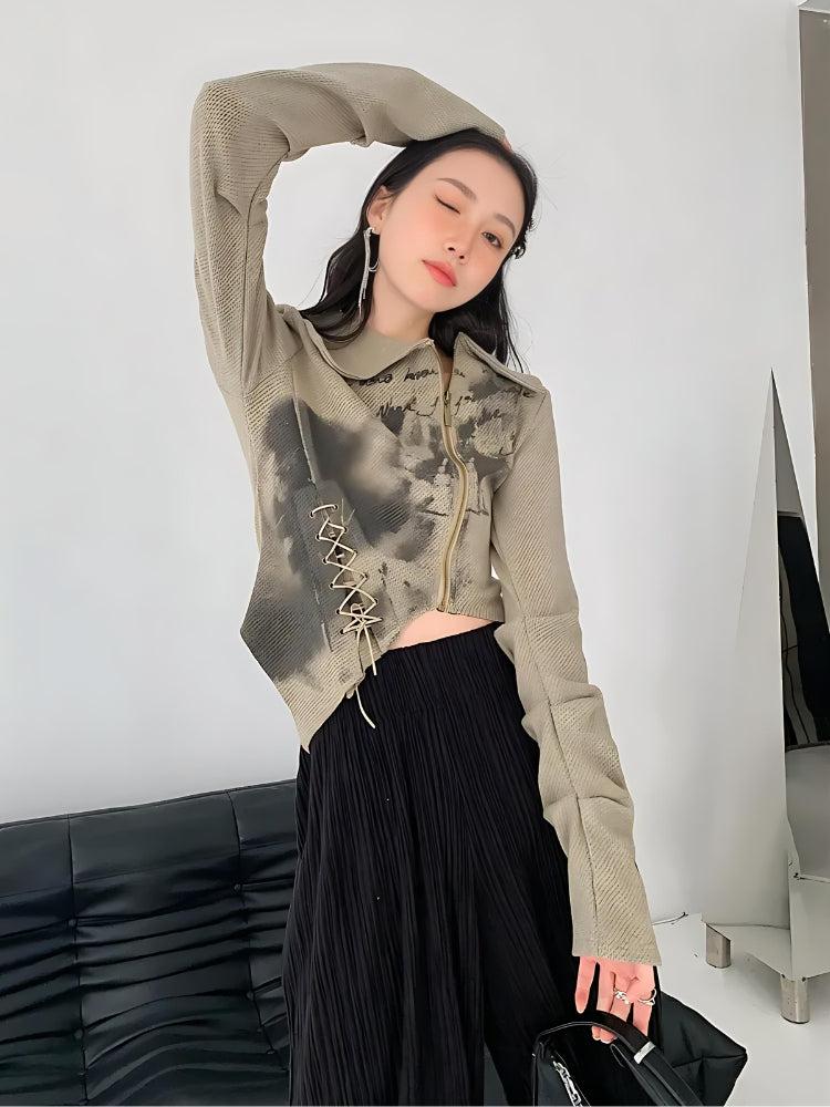 Fairy Grunge Lace Up Asymmetric Cardigan Fairy Grunge Lace Up Asymmetric Cardigan