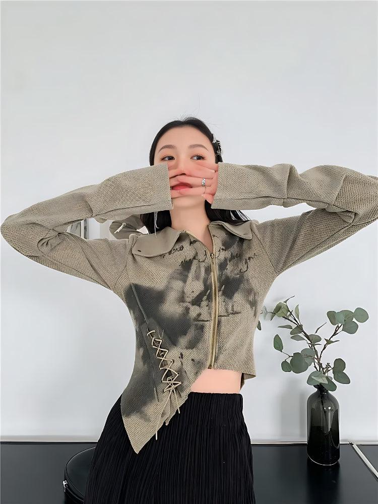 Fairy Grunge Lace Up Asymmetric Cardigan Fairy Grunge Lace Up Asymmetric Cardigan
