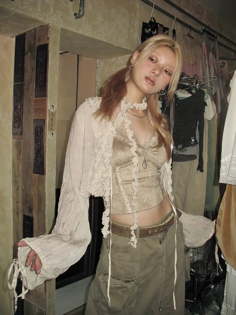 Fairy Grunge Ruffled Crop Cardigan Fairy Grunge Ruffled Crop Cardigan