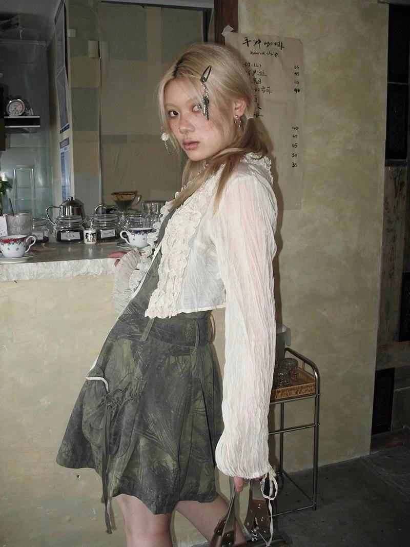Fairy Grunge Ruffled Crop Cardigan Fairy Grunge Ruffled Crop Cardigan