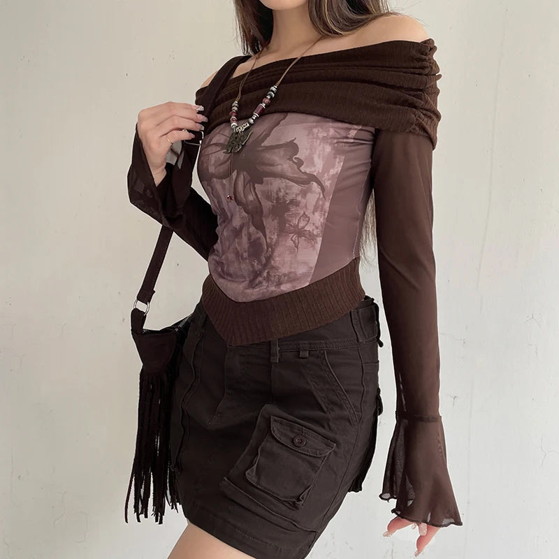 Fairycore Butterfly Ruched Off Shoulder Top Fairycore Butterfly Ruched Off Shoulder Top